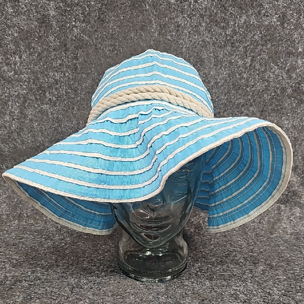 Nautical Striped Floppy Sun Hat, Blue And White